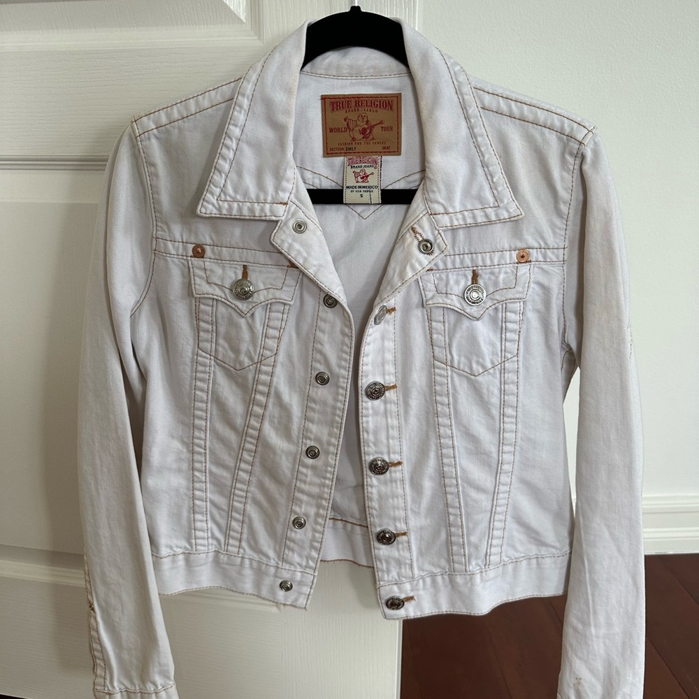 True Religion Women’s White Denim Jacket Size Small